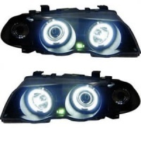 2 Phares angel eyes CCFL BMW E46 Berline phase 1 98-01 - Noir