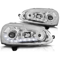 2 Phares avant VW Golf 5 03-09 DragonLED - Chrome