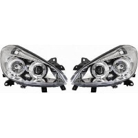 2 Phares avant Renault Clio 3 05-09 Angel Eyes led - Chrome