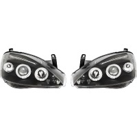 2 Phares avant Opel Corsa C 00-06 angel eyes - Noir