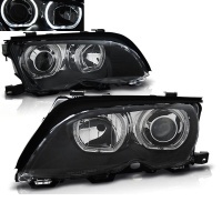 2 Phares avant BMW E46 Berline Angel Eyes LED Depo V2 - 01-05 - Noir