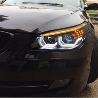 2 Phares xenon BMW Serie 5 E60 E61 Angel Eyes LED 07-10 look Iconic - Noir