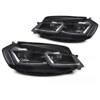 2 Phares avant VW Golf 7.5 phase 2 - look R - Noir - Full LED Dynamiques