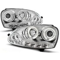 2 Phares avant VW Golf 5 03-09 Angel + Devil Eyes - Chrome