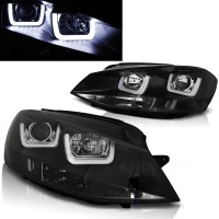 2 Phares avant VW Golf 7 - 3D U-LED - Noir