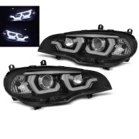 2 Phares halogene BMW X5 E70 Angel Eyes iconic LED 07-13 - Noir