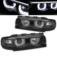 2 Phares BMW Serie 7 E38 Angel Eyes LED U-LTI 94-01 - Noir