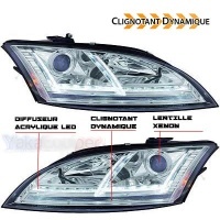 2 Phares xenon AUDI TT 8J  06-11 - look Matrix LED - Chrome