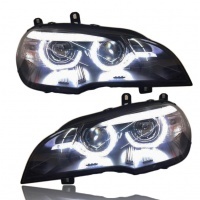 2 Phares xenon BMW X5 E70 Angel Eyes LED 07-13 - Chrome