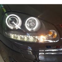 2 Phares avant VW Golf 5 03-09 Angel + Devil Eyes - Noir