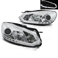 2 Phares avant VW GOLF 6  DRL LED 08-12 Chrome