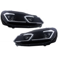2 Phares VW GOLF 6 LED 08-13 look facelift G7.5 chrome - dynamiques