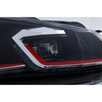 2 Phares avant VW GOLF 6 LED 08-13 look facelift G7.5 rouge - dynamiques