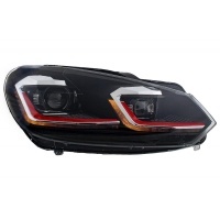 2 Phares avant VW GOLF 6 LED 08-13 look facelift G7.5 rouge - dynamiques