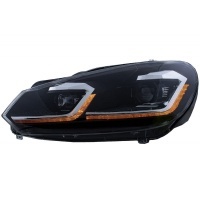 2 Phares VW GOLF 6 LED 08-13 look facelift G7.5 chrome - dynamiques