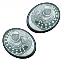 2 Phares VW New Beetle 98-05 - DRL LED - Chrome