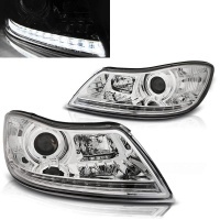 2 Phares avant Skoda Octavia 2 devil eyes DRL LED - 09-12 - Chrome