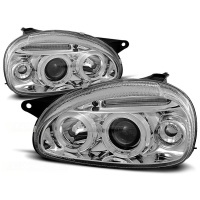 2 Phares avant Opel Corsa B 93-00 angel eyes - Chrome