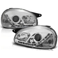 2 Phares avant Opel Corsa B 93-00 devil eyes - Chrome
