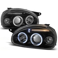 2 Phares avant Opel Corsa B 93-00 angel eyes - Noir