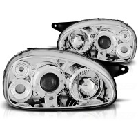 2 Phares avant Opel Corsa B 93-00 angel eyes - Chrome