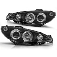 2 Phares avant Peugeot 206 Angel Eyes H7 02-07 - Noir