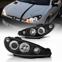 2 Phares avant Peugeot 206 Angel Eyes CCFL 98-02 - Noir