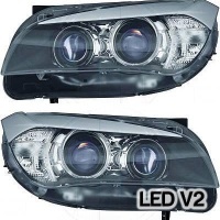 2 Phares avant BMW X1 E84 Angel Eyes DEPO V2 LED 09-12 - Noir