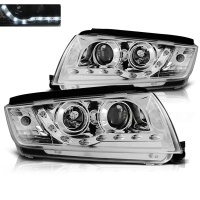 2 Phares avant Skoda Fabia devil eyes LED - 99-07 - Chrome