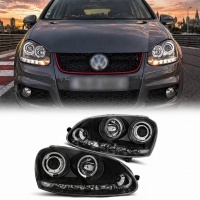 2 Phares avant VW Golf 5 03-09 Angel + Devil Eyes - Noir