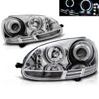 2 Phares avant VW Golf 5 03-09 Angel Eyes CCFL - Chrome