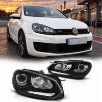 2 Phares avant VW GOLF 6 LED 08-12 Noir look xenon