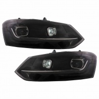 2 Phares VW Polo 6R 6C  10-17 - look Matrix LED - Noir
