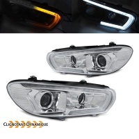2 Phares avant VW Scirocco Devil  LED dynamiques 14-17  - Chrome