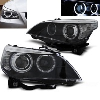 2 Phares avant BMW Serie 5 E60/E61 Xenon Angel Eyes CCFL 03-04 - Noir