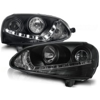 2 Phares avant xenon VW GOLF 5 Devil Eyes LED - Noir
