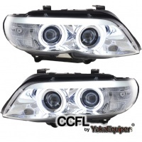 2 Phares avant BMW X5 E53 Angel Eyes CCFL 03-06 - Chrome