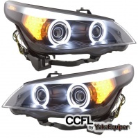 2 Phares avant BMW Serie 5 E60/E61 halogene Angel Eyes CCFL 03-07 - Noir