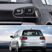 2 Feux arriere VW Golf 6 - fullLED dynamiques - look R20 - Noir teinte
