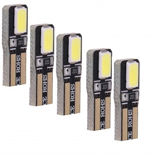 5x Ampoule T5 LED 2 SMD 5730 canbus - Culot W1.2W - Blanc