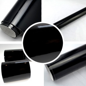 Adhesive vinyl covering Black High gloss by the meter / 150cm