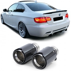 Pontas de escape em aço inoxidável carbono BMW 60-64 mm - visual mperf