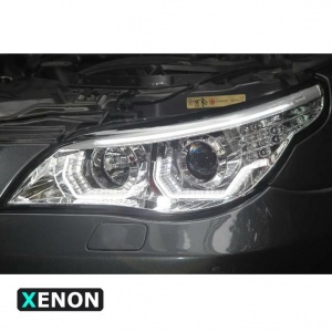2 BMW Serie 5 E60 E61 Angel Eyes LED 03-07 Xenonscheinwerfer Iconic Look - Chrom