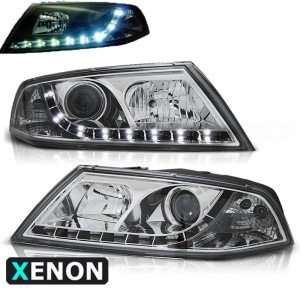 2 Xenon-Scheinwerfer Skoda Octavia 2 Teufelsaugen LED - 04-08 - Chrom