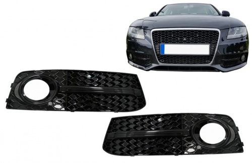 Grilles antibrouillard Audi A4 B8 07-11 - Noir brillant - look RS