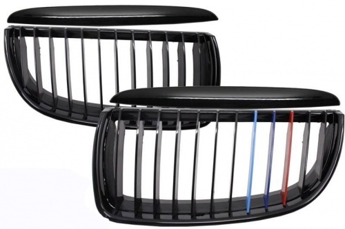 Grilles calandre BMW Serie 3 E90 E91 04-08 - Noir - Mpower