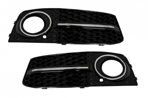 Grilles antibrouillard Audi A4 B8 07-11 - Noir brillant - look RS4