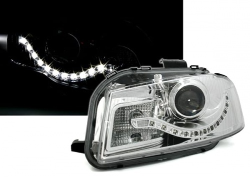 2 Phares avant Audi A3 8P Devil Eyes LED - Chrome