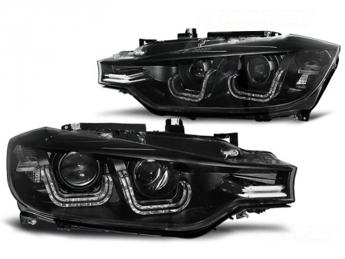2 Phares avant BMW Serie 3 F30 Angel Eyes LED 11-15 - Noir