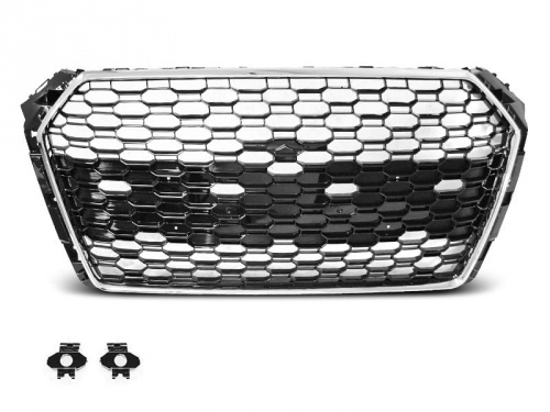Grille calandre Audi A4 B9 15-19 - look RS4 - Chrome Noir - PDC